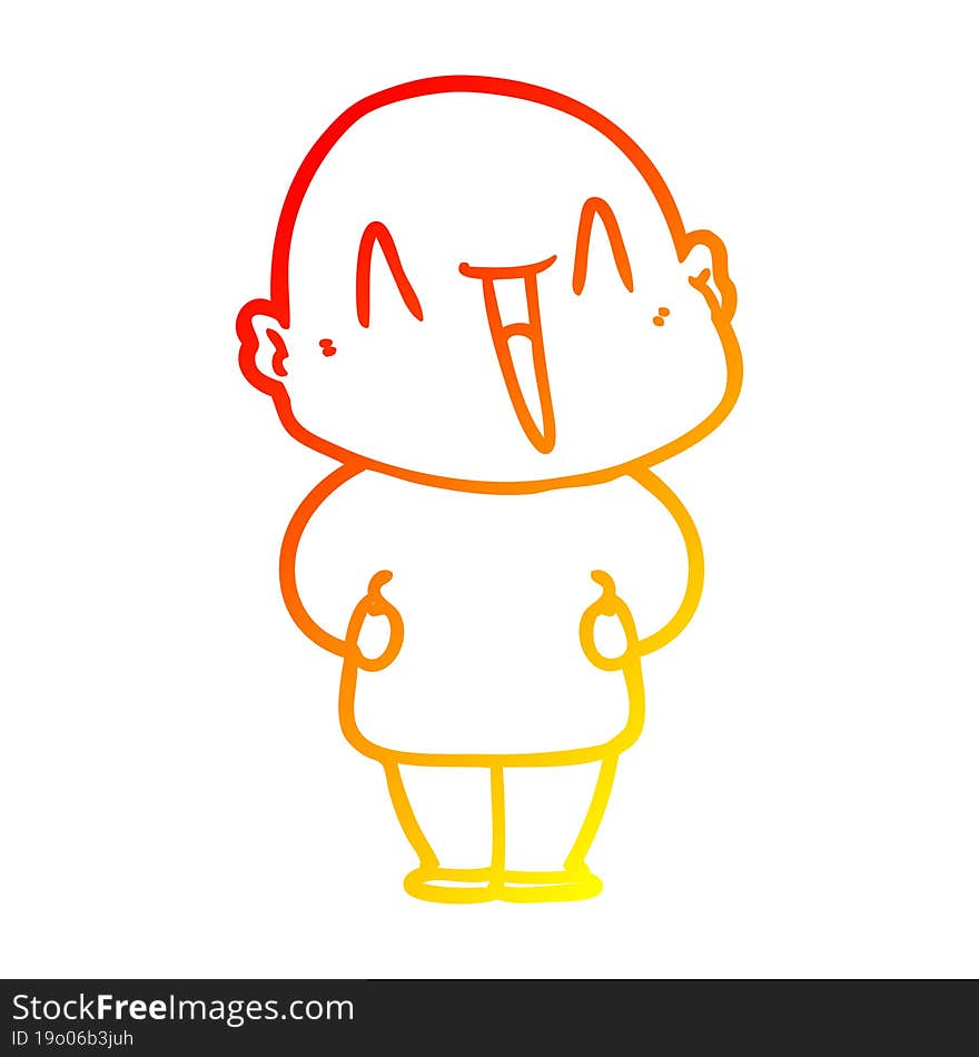 warm gradient line drawing happy cartoon bald man