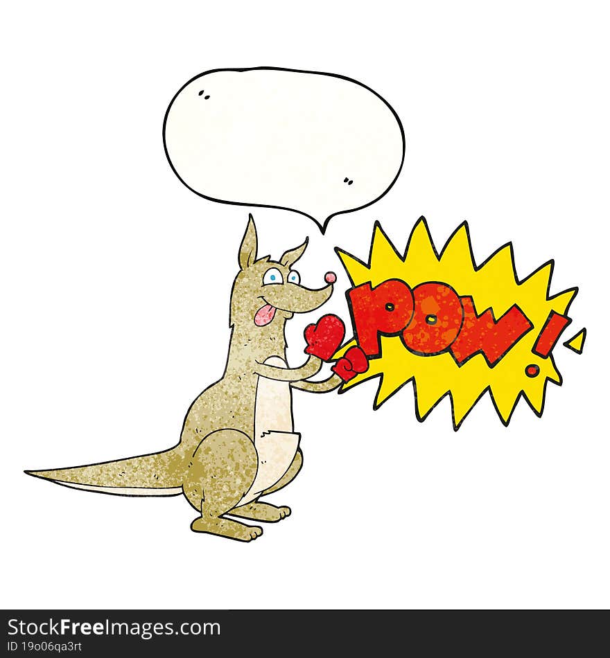 Speech Bubble Textured Cartoon Boxing Kangaroo