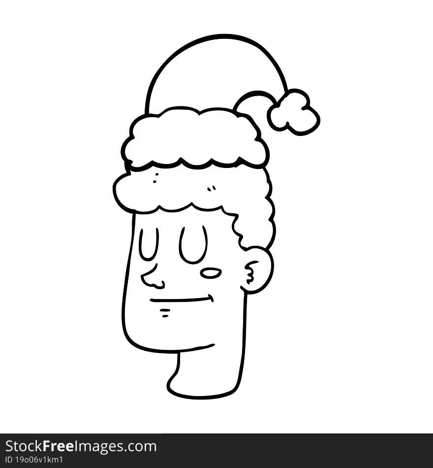 Cartoon Man Wearing Christmas Hat