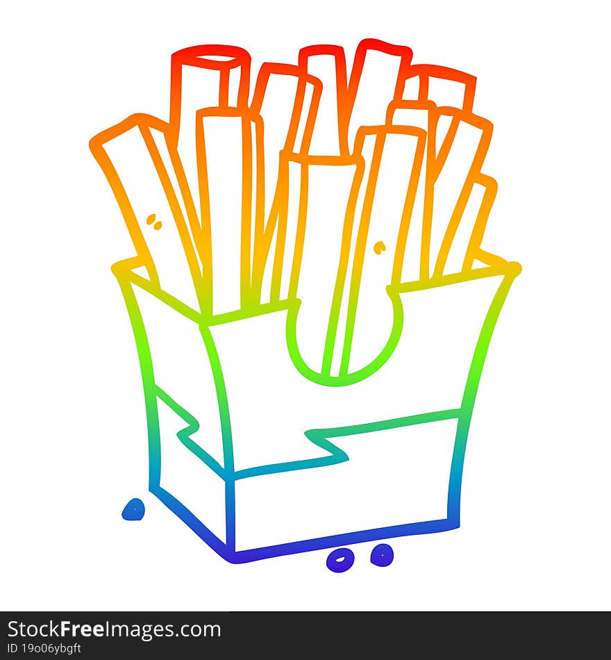 Rainbow Gradient Line Drawing Junk Food Fries