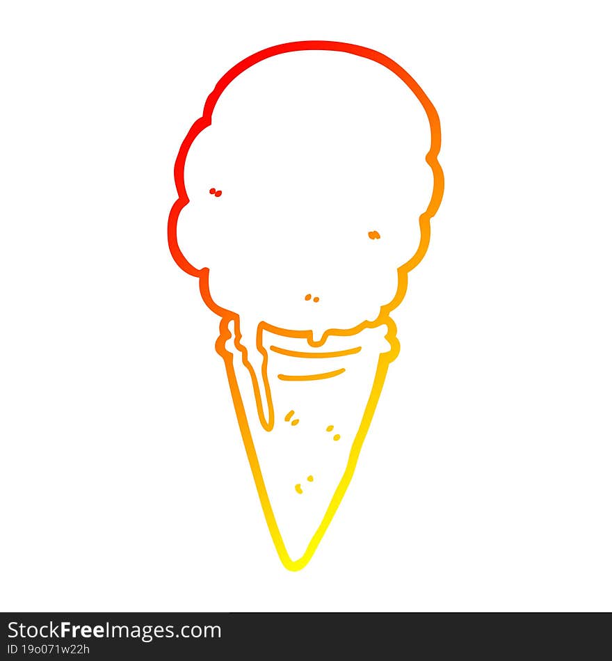 warm gradient line drawing cartoon ice cream