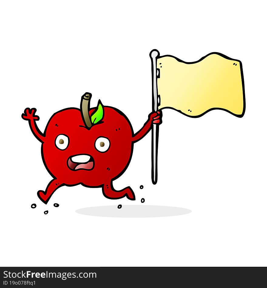 cartoon funny apple with flag