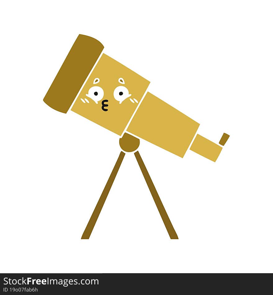 flat color retro cartoon telescope