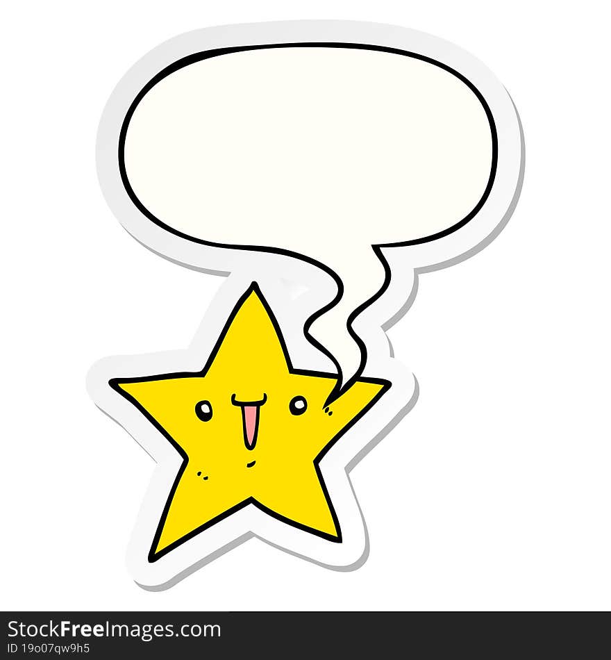 cute cartoon star and speech bubble sticker