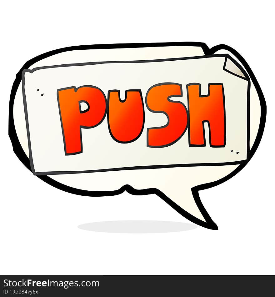 speech bubble cartoon push door sign