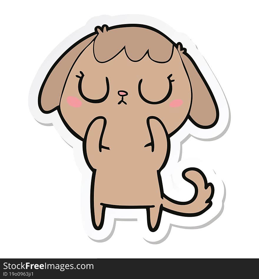 Sticker Of A Cute Cartoon Dog