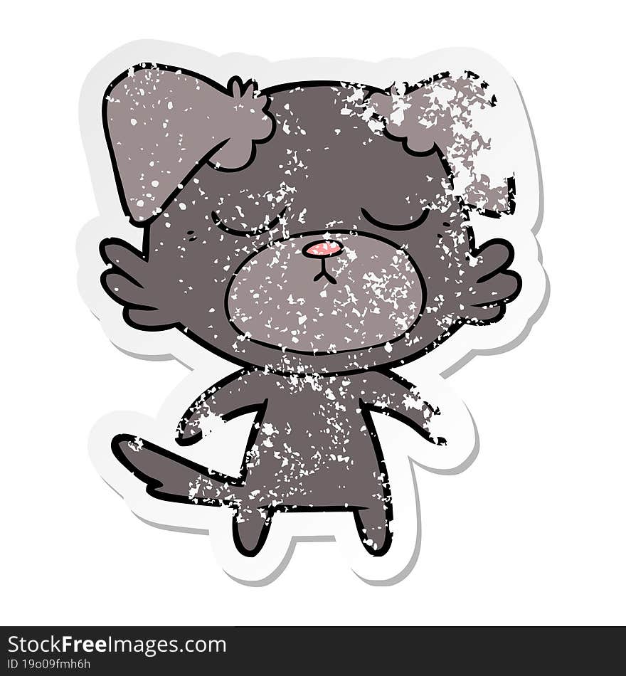 distressed sticker of a cute cartoon dog