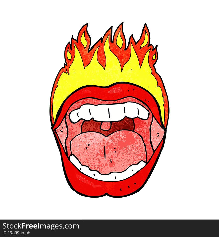 cartoon flaming mouth symbol