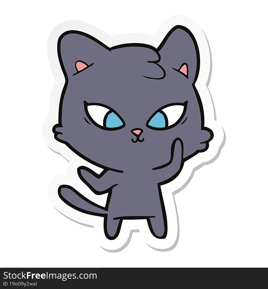 sticker of a cute cartoon cat