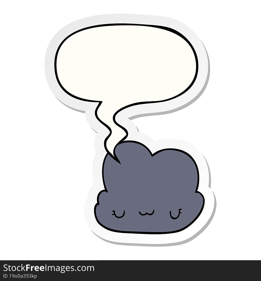 Cute Cartoon Cloud And Speech Bubble Sticker