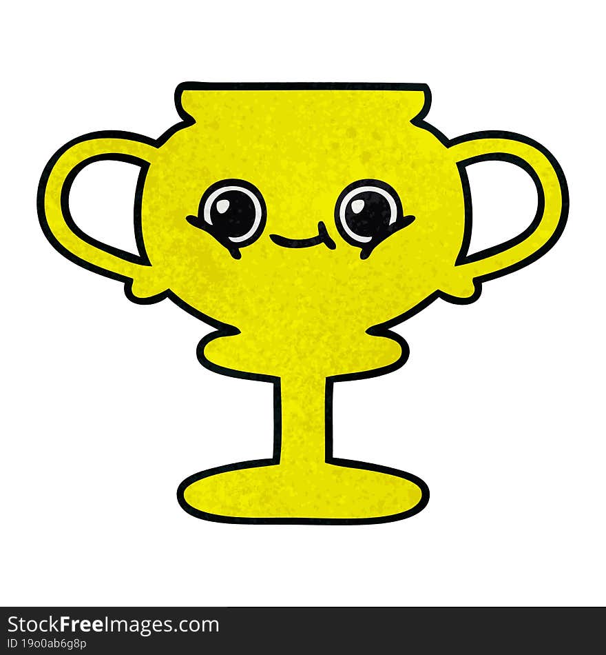 retro grunge texture cartoon of a trophy