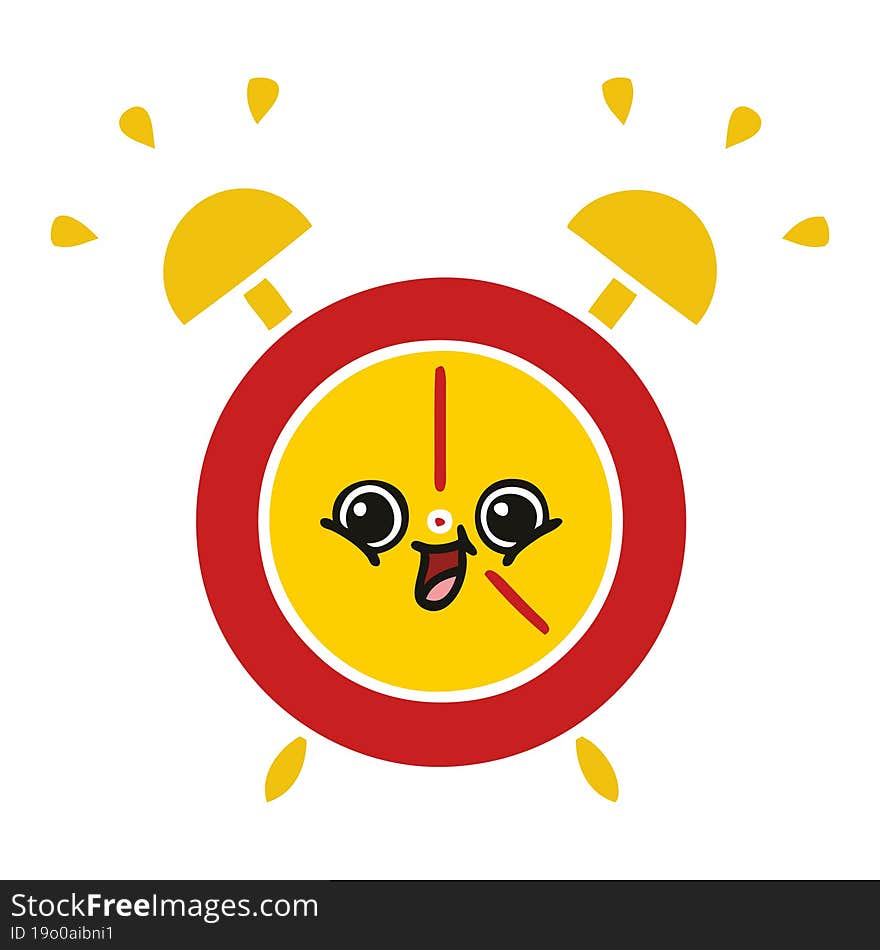 flat color retro cartoon alarm clock