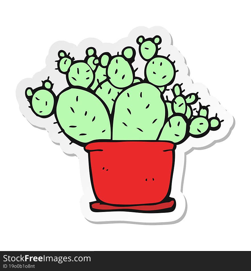 sticker of a cartoon cactus