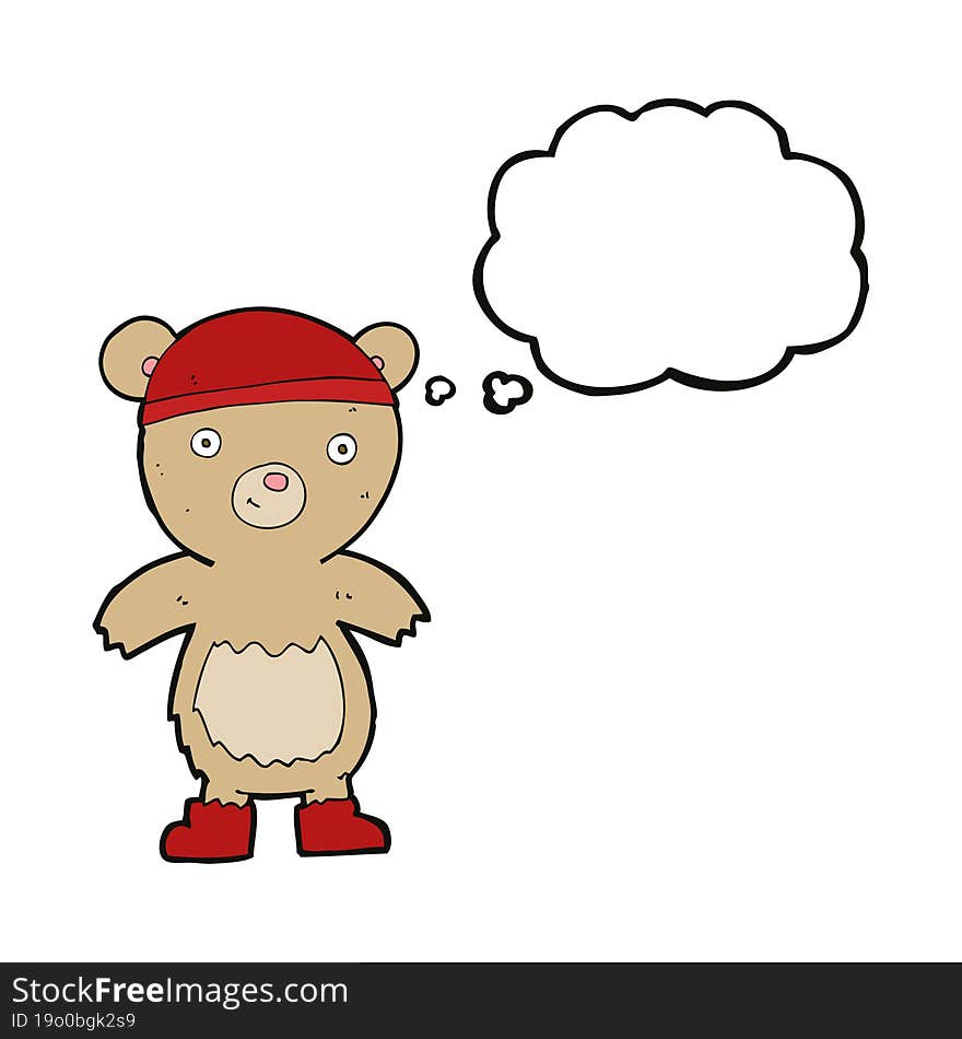 cartoon teddy bear with thought bubble