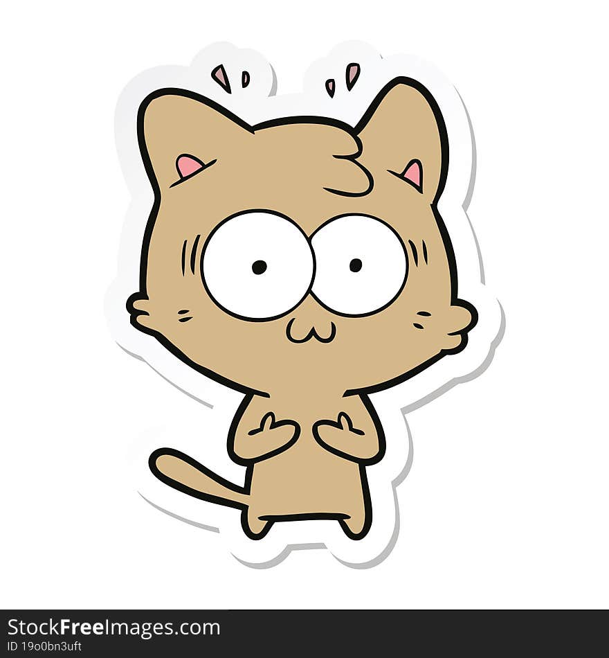 sticker of a cartoon surprised cat