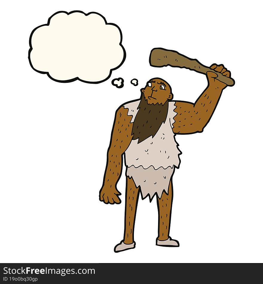 Cartoon Neanderthal With Thought Bubble