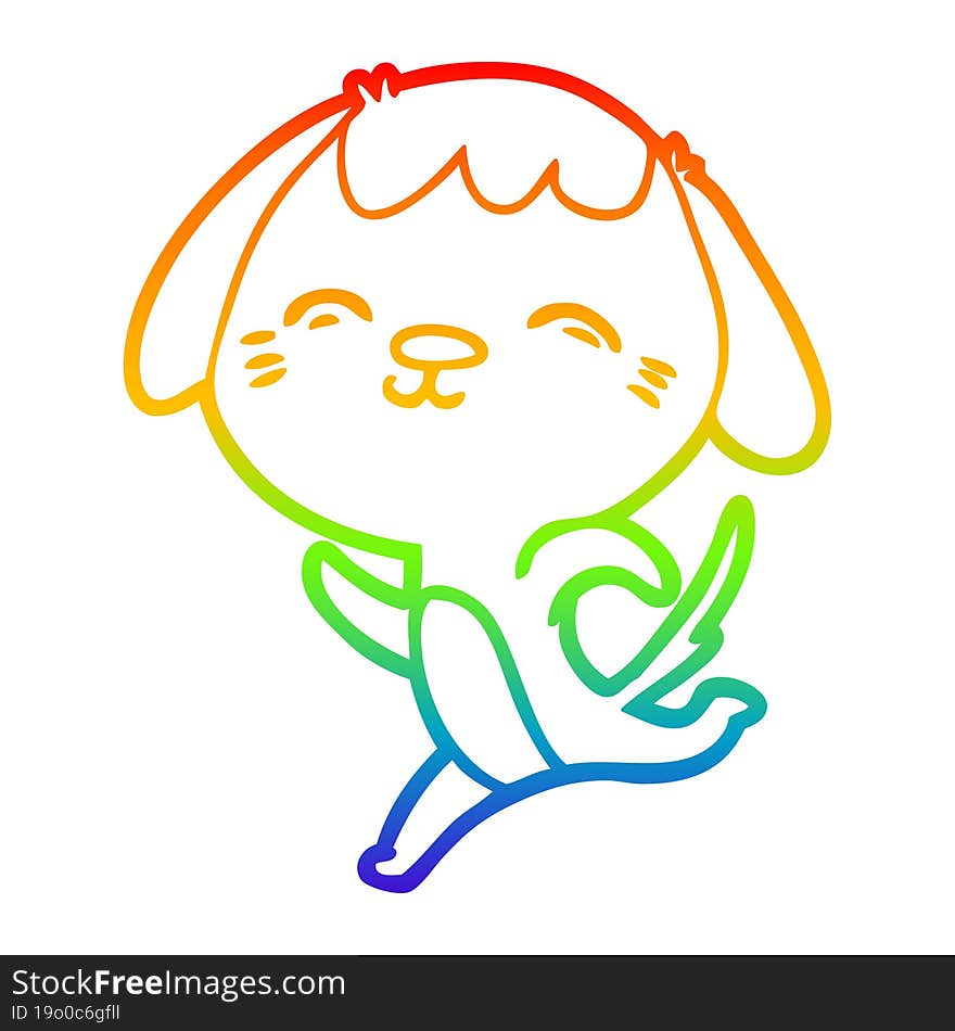 rainbow gradient line drawing of a happy cartoon dog