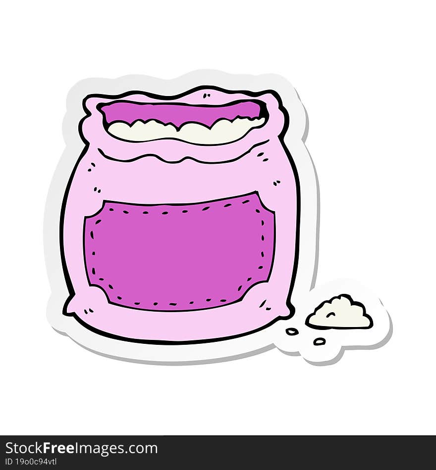 sticker of a cartoon pink bag of flour