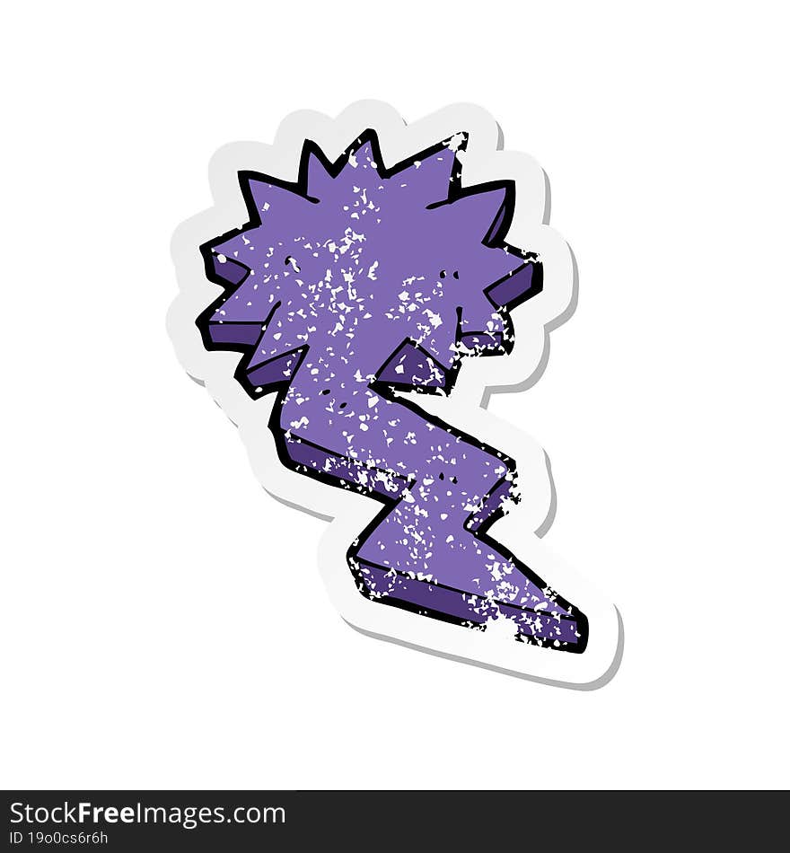 retro distressed sticker of a cartoon lightning bolt symbol