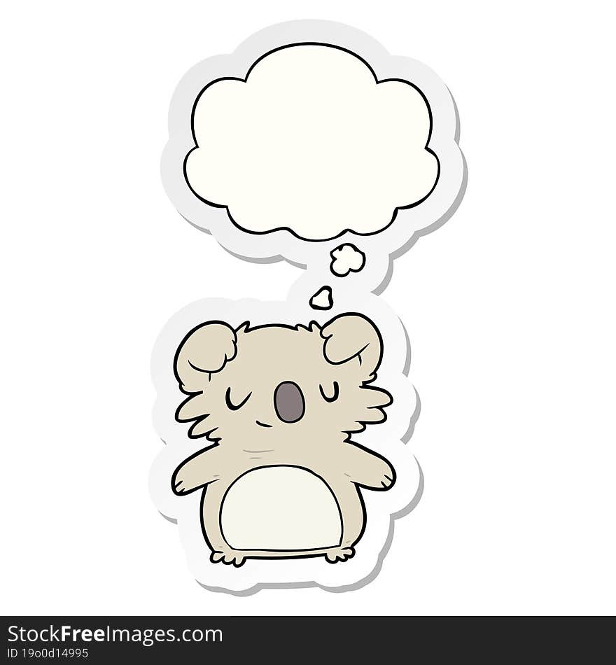 Cartoon Koala And Thought Bubble As A Printed Sticker