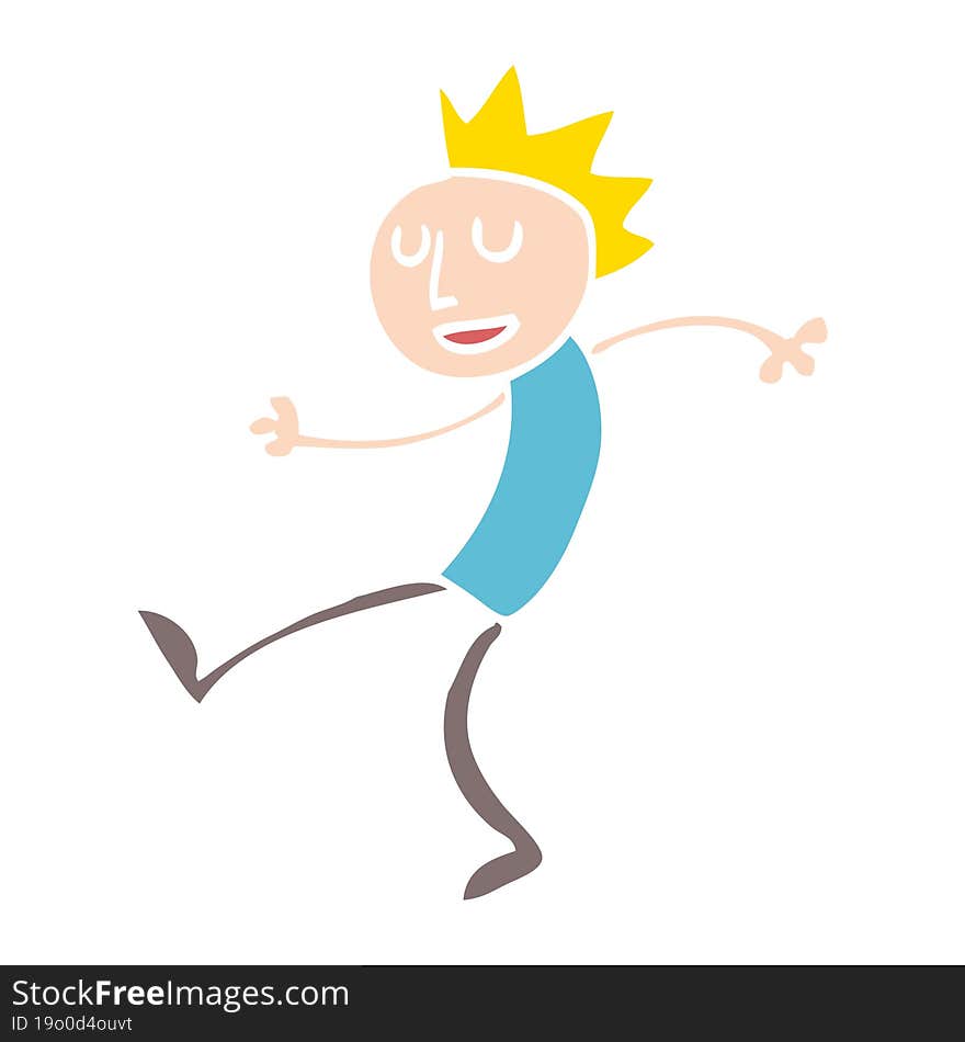 Flat Color Illustration Cartoon Dancing Man