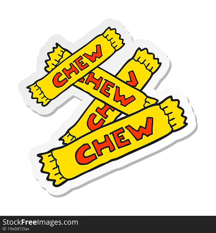 sticker of a cartoon chew candy