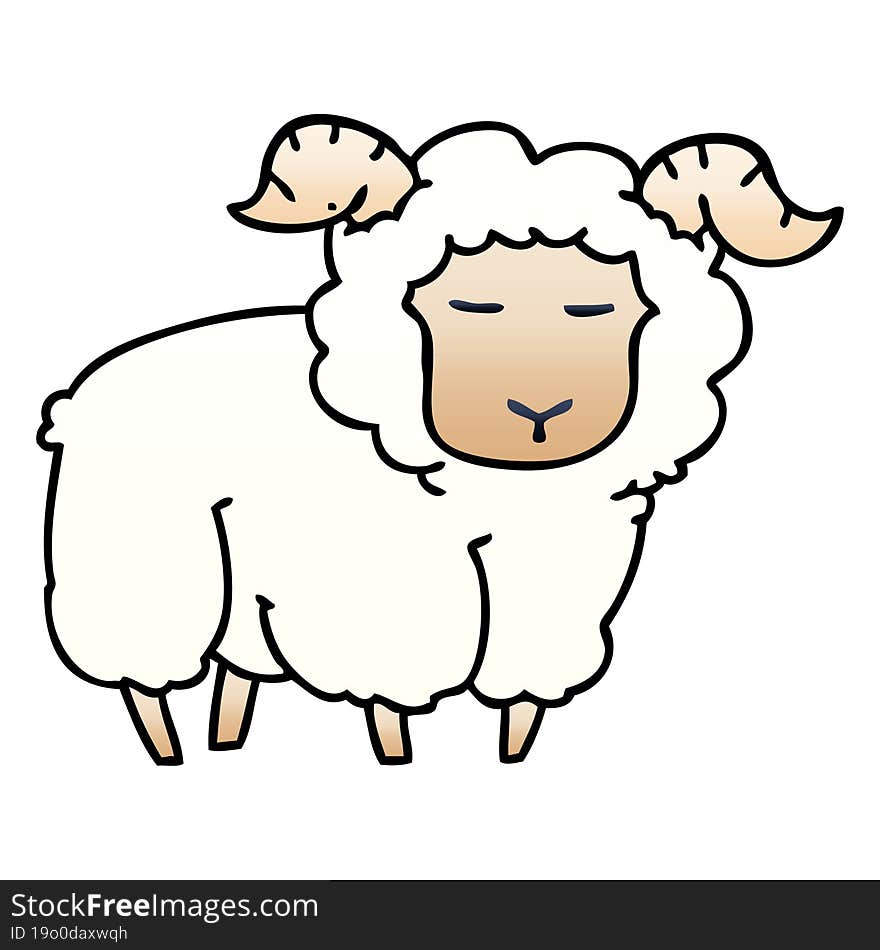 quirky gradient shaded cartoon ram