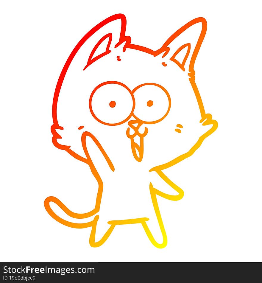 warm gradient line drawing funny cartoon cat