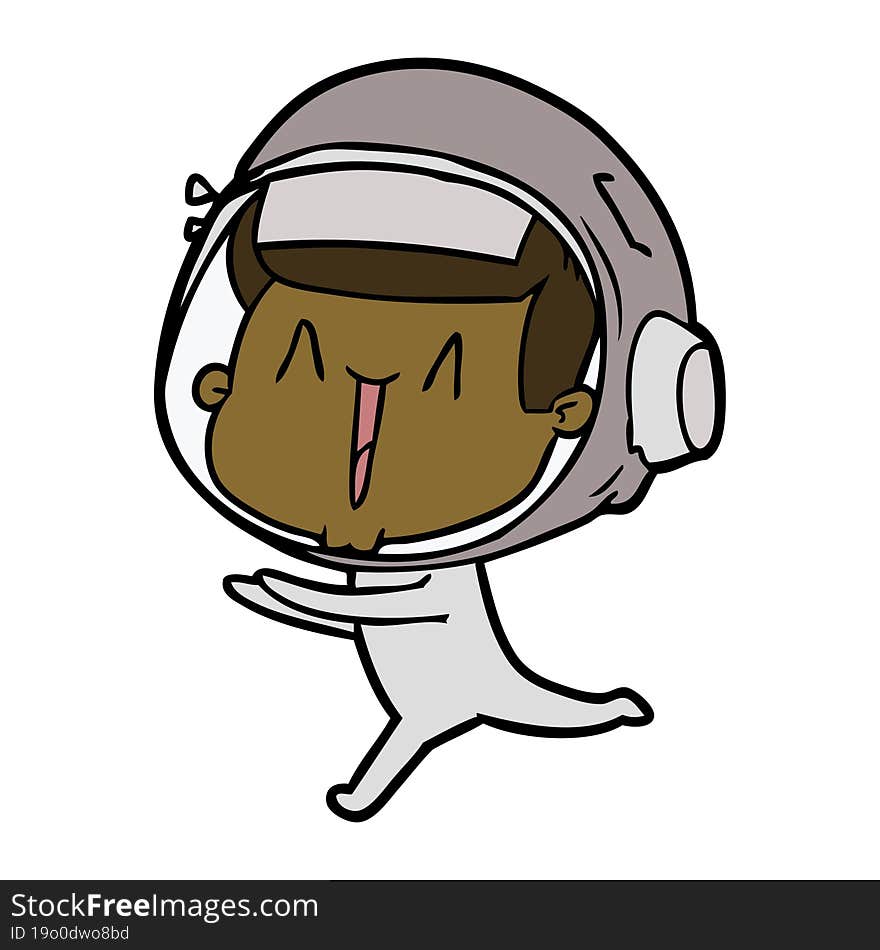 happy cartoon astronaut running. happy cartoon astronaut running