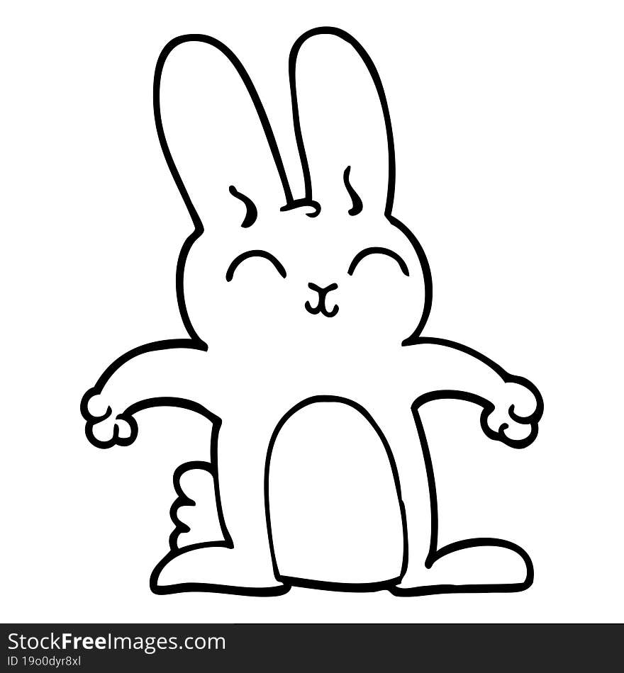 Line Drawing Cartoon Grey Rabbit