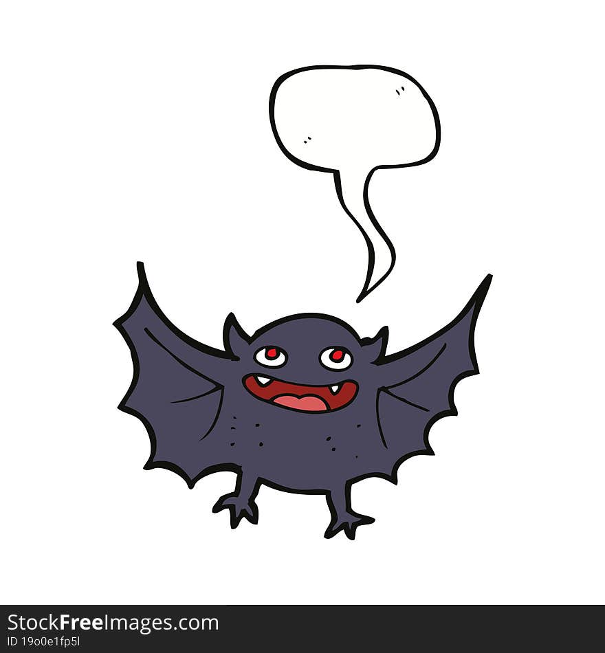 cartoon vampire bat with speech bubble