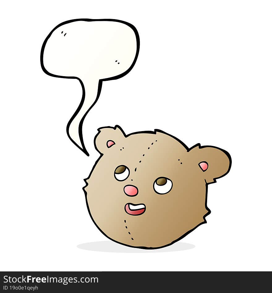 cartoon teddy bear head with speech bubble