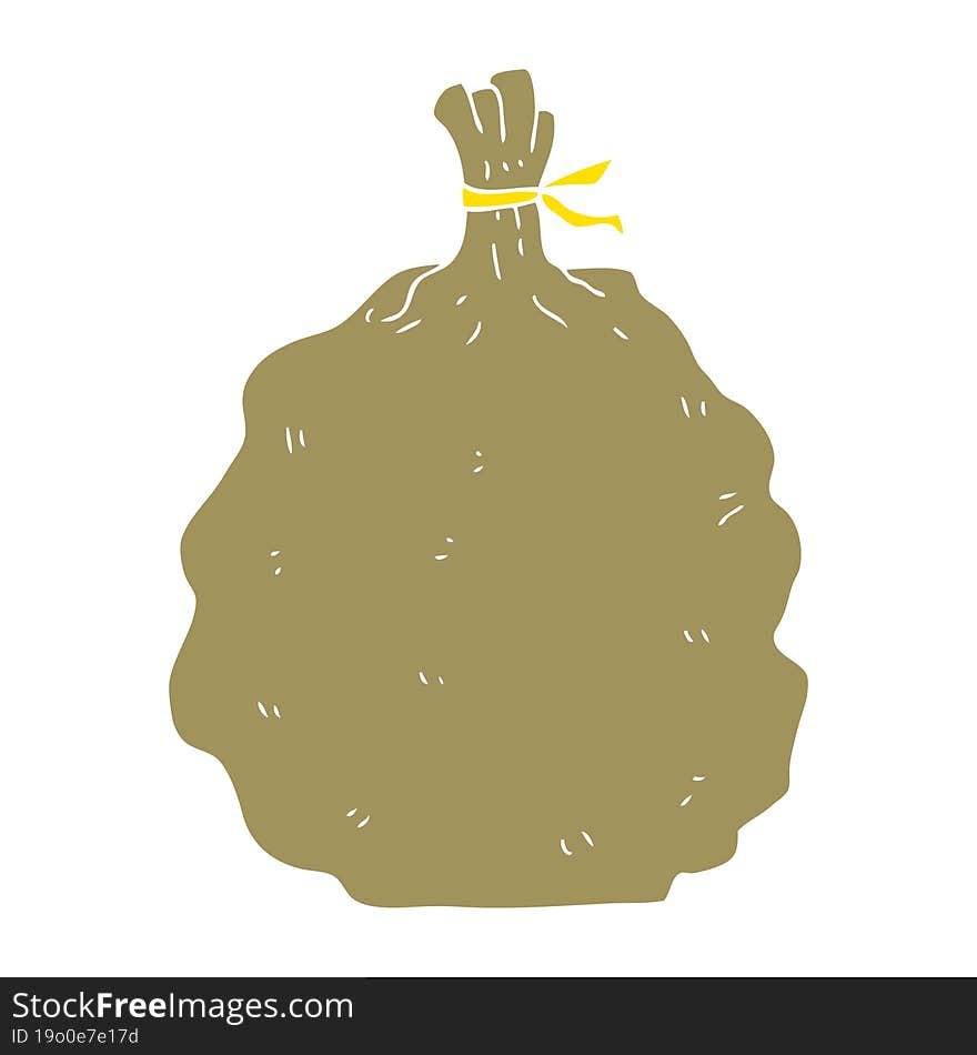 Flat Color Illustration Of A Cartoon Sack