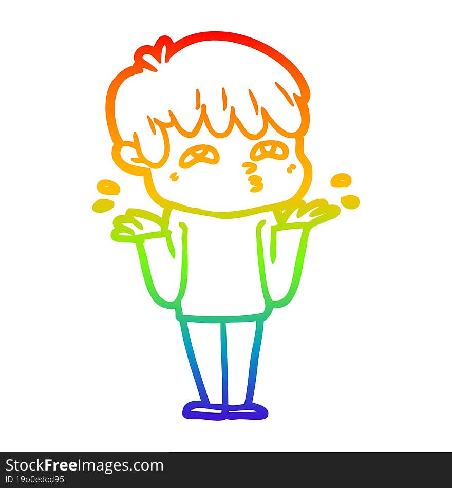 rainbow gradient line drawing cartoon man confused