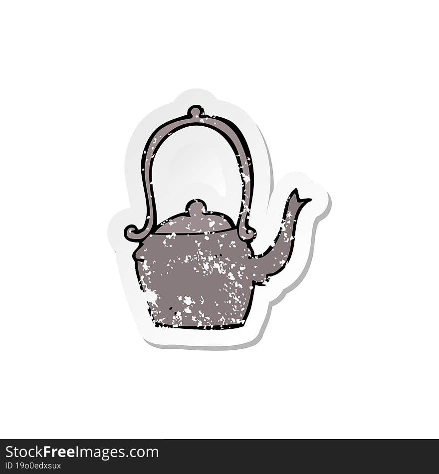 retro distressed sticker of a cartoon kettle