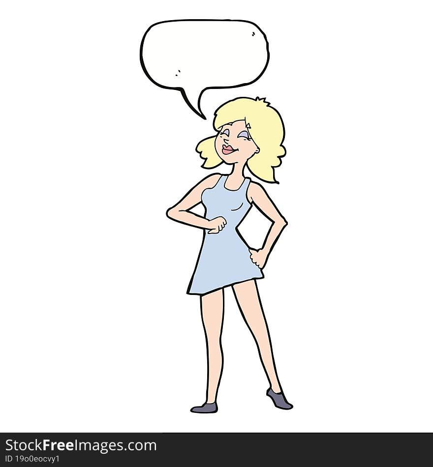 Cartoon Proud Woman With Speech Bubble