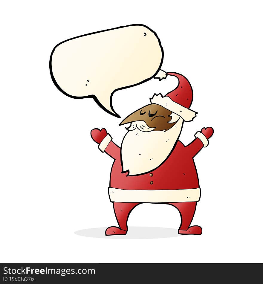 cartoon santa claus with speech bubble