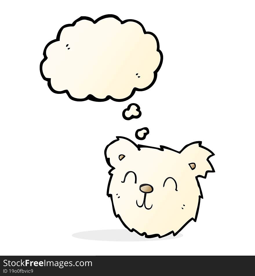 cartoon happy polar bear face with thought bubble