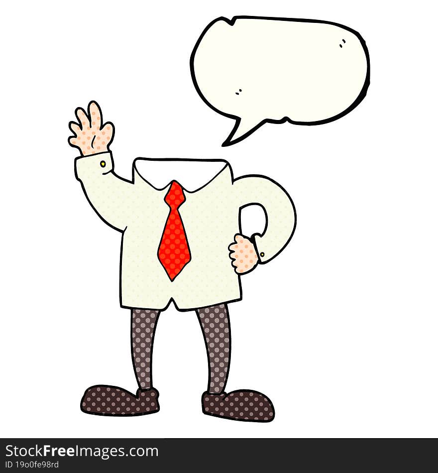 freehand drawn comic book speech bubble cartoon headless businessman