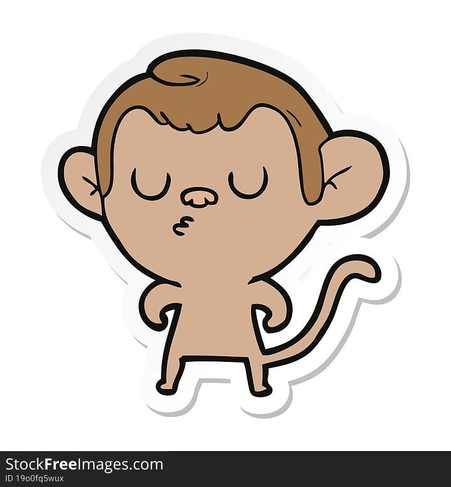 Sticker Of A Cartoon Monkey