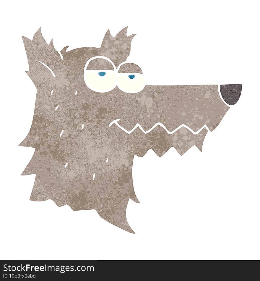 retro cartoon wolf head