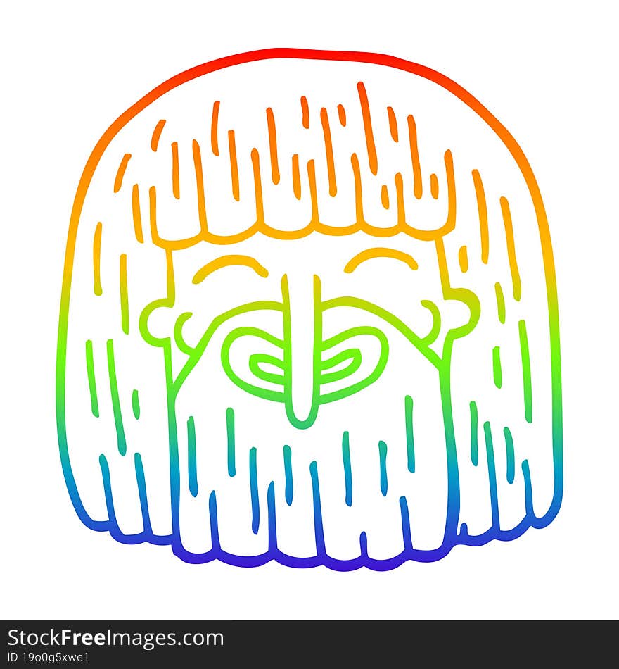 rainbow gradient line drawing of a cartoon bearded man