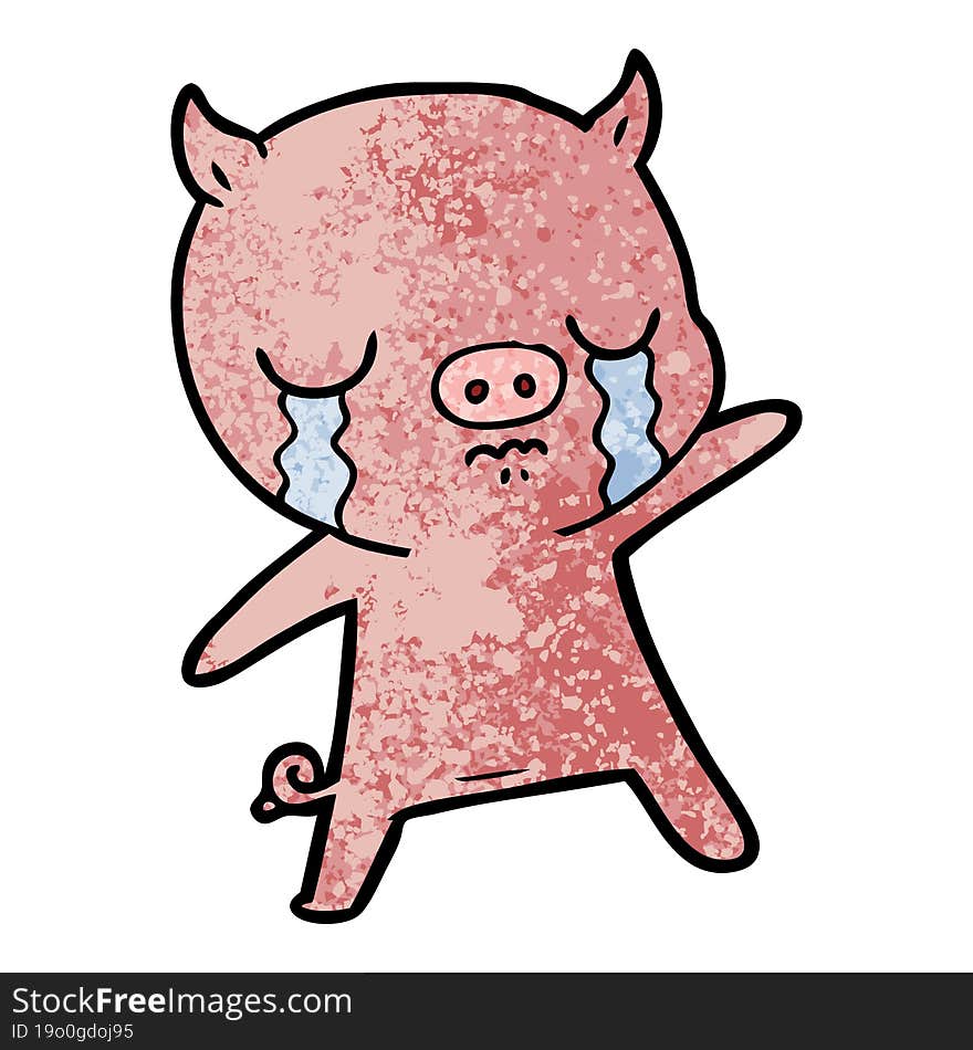 cartoon pig crying. cartoon pig crying