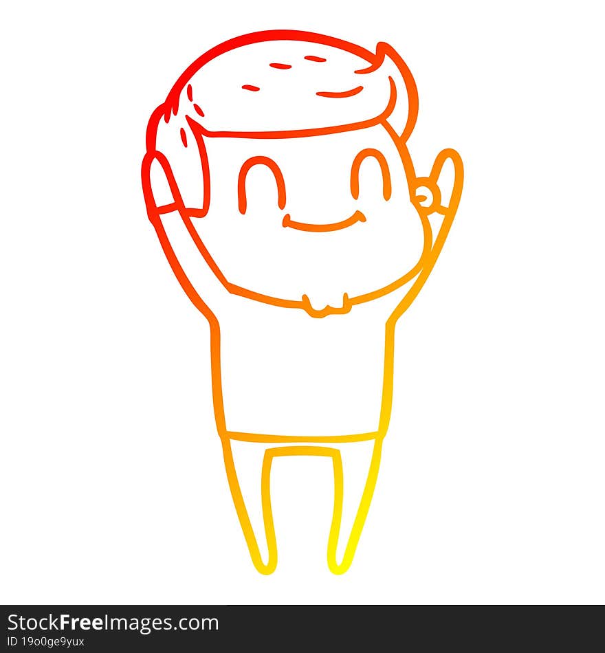 warm gradient line drawing cartoon friendly man