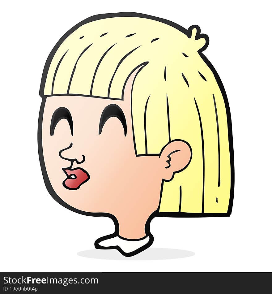 freehand drawn cartoon female face