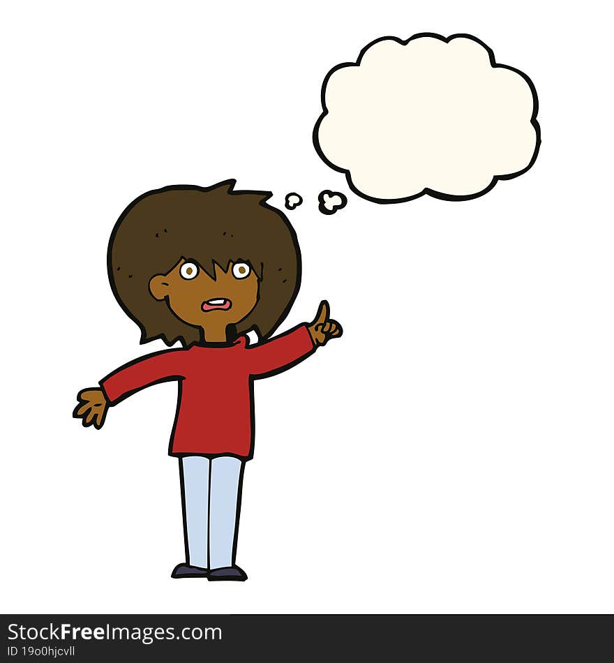 Cartoon Woman Asking Question With Thought Bubble