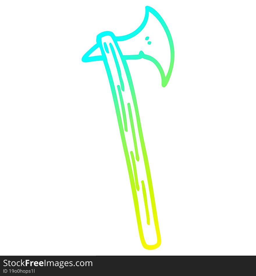 Cold Gradient Line Drawing Cartoon Long Axe