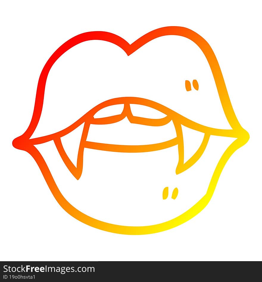 warm gradient line drawing cartoon vampire mouth