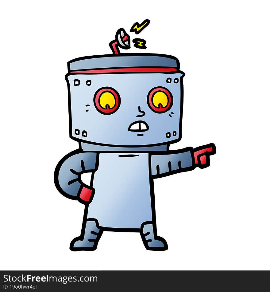 cartoon robot pointing. cartoon robot pointing