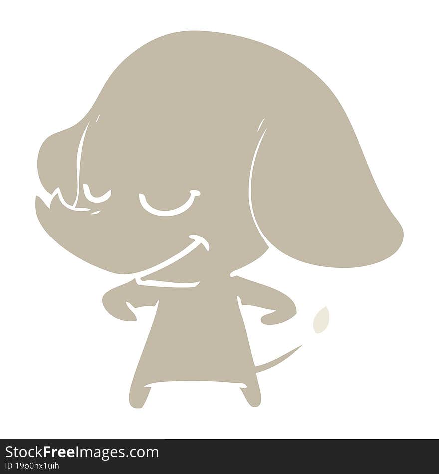 Flat Color Style Cartoon Smiling Elephant